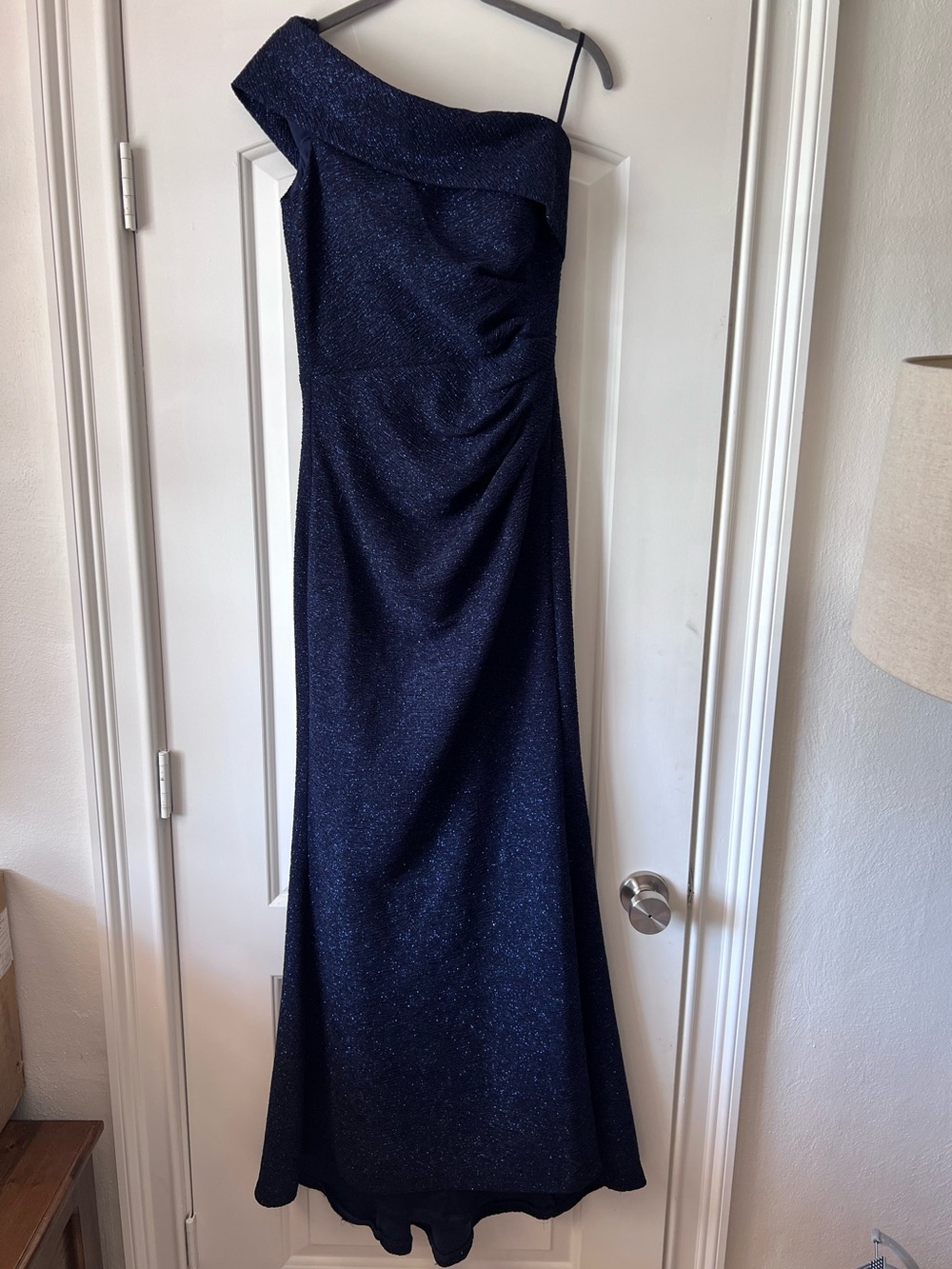 Eliza J Navy Blue Shimmer Ball Gown Formal Dress Shimmer Glitter